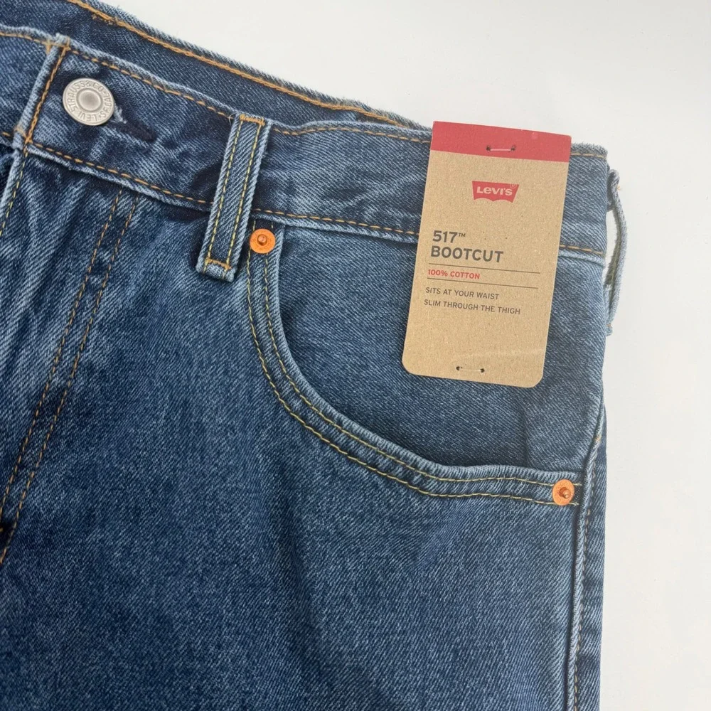 Levi's 517 Bootcut Men Jeans 32x32 Medium Wash Blue NEW Slim Fit Western Cowboy